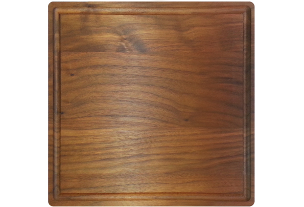 Square maple cutting board with rounded corners & juice groove